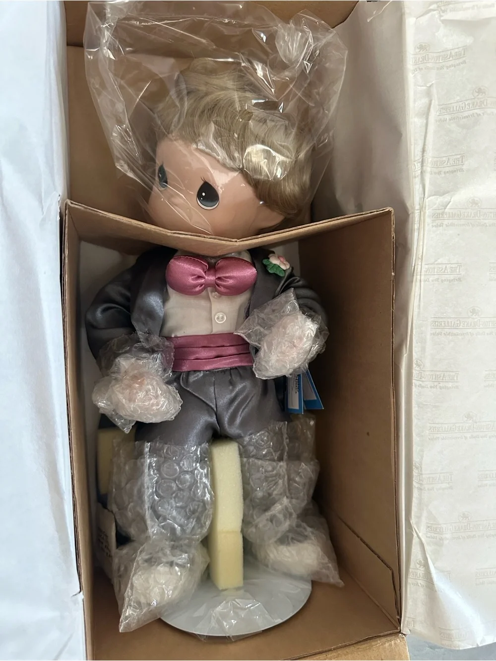 Groom Formal Doll in Gray Suit with Purple Accents